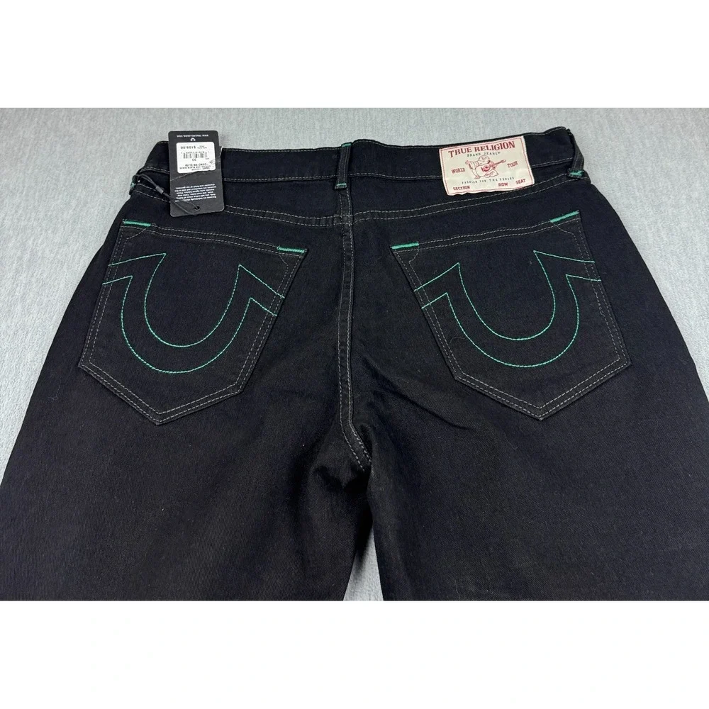 True Religion Jeans Mens 33X32 Black Rinse Denim Geno Relaxed‎ Slim Stretch NWT